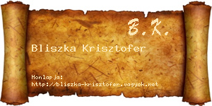 Bliszka Krisztofer névjegykártya
